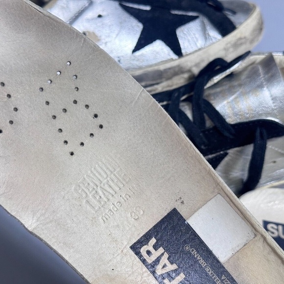 Golden Goose Superstar Silver Leather Sneakers Sz 38 / 7.5 US AUTHENTIC - Picture 9 of 11